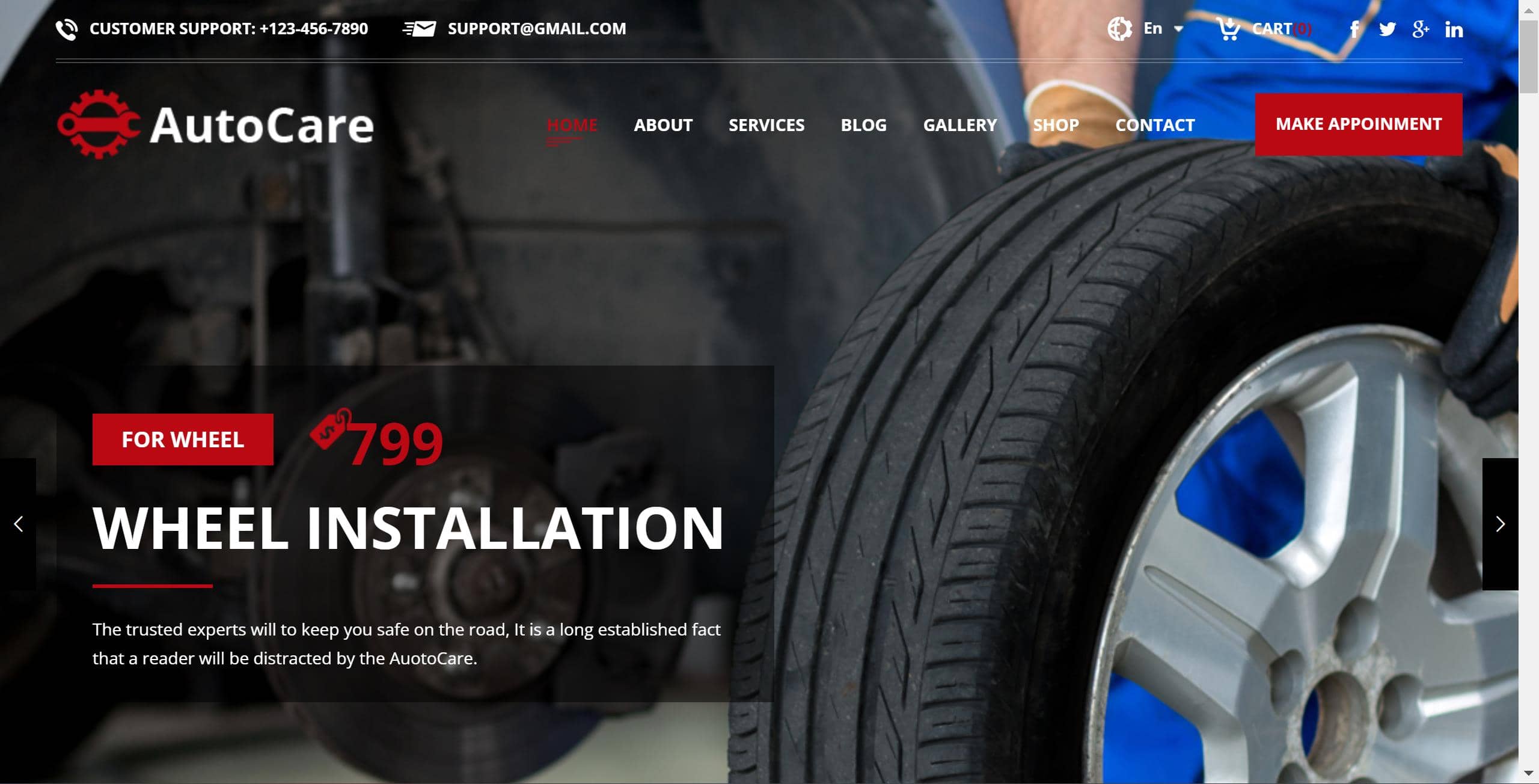 AutoCare-汽车修理厂洗车服务网站 Bootstrap模板